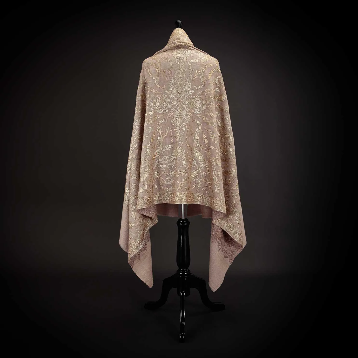 Ganderbal Hand Embroidered Pashmina Golden Zari