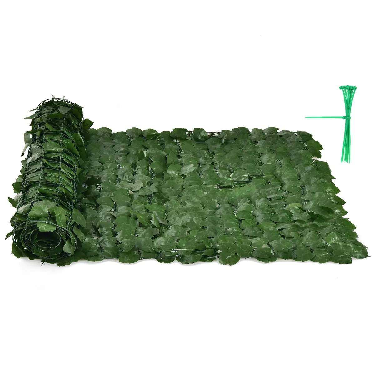 NNECW Artificial Hedge Fence with Faux Ivy Leaves &amp Zip Tie for Garden &amp Yard-1 piece