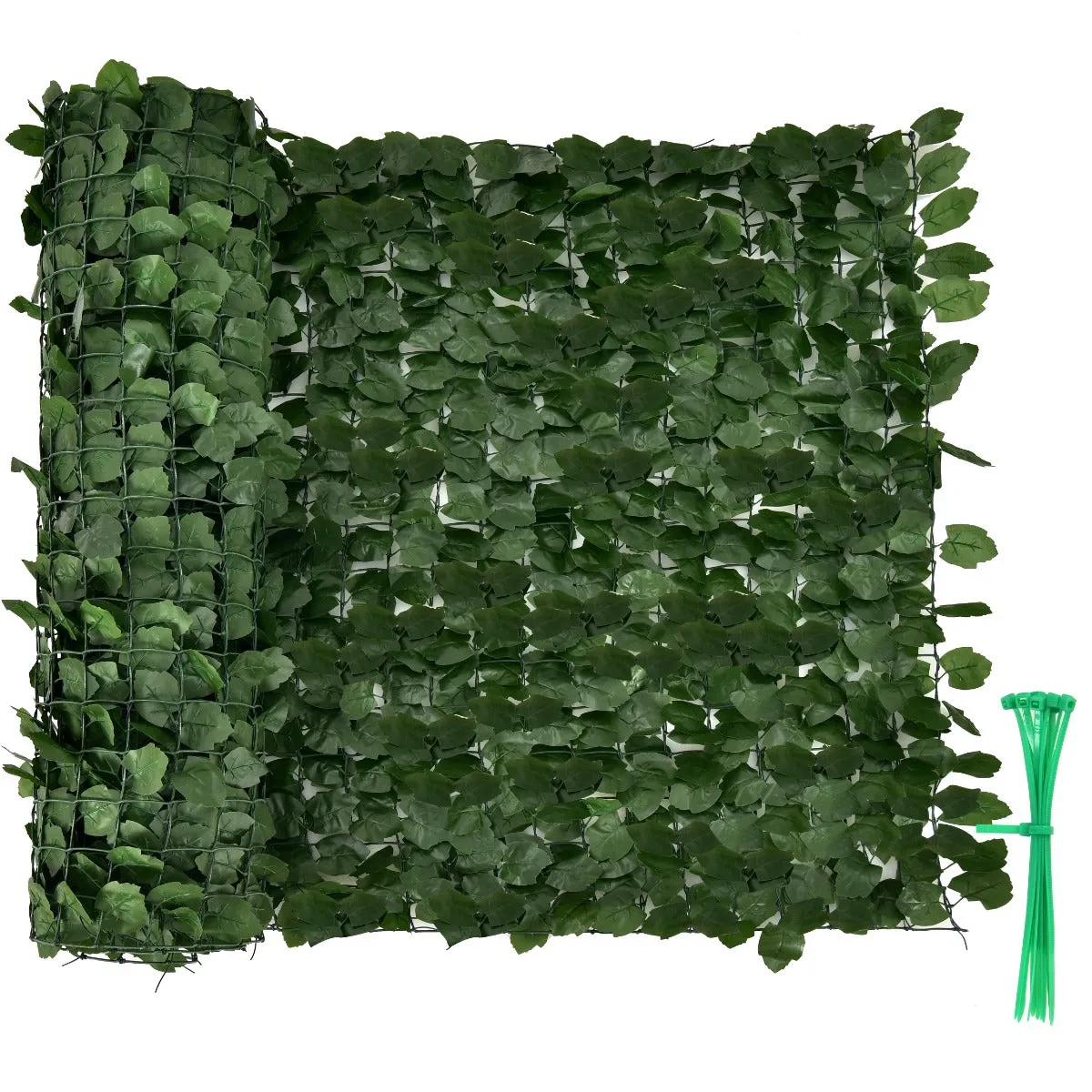 NNECW Artificial Hedge Fence with Faux Ivy Leaves &amp Zip Tie for Garden &amp Yard-1 piece