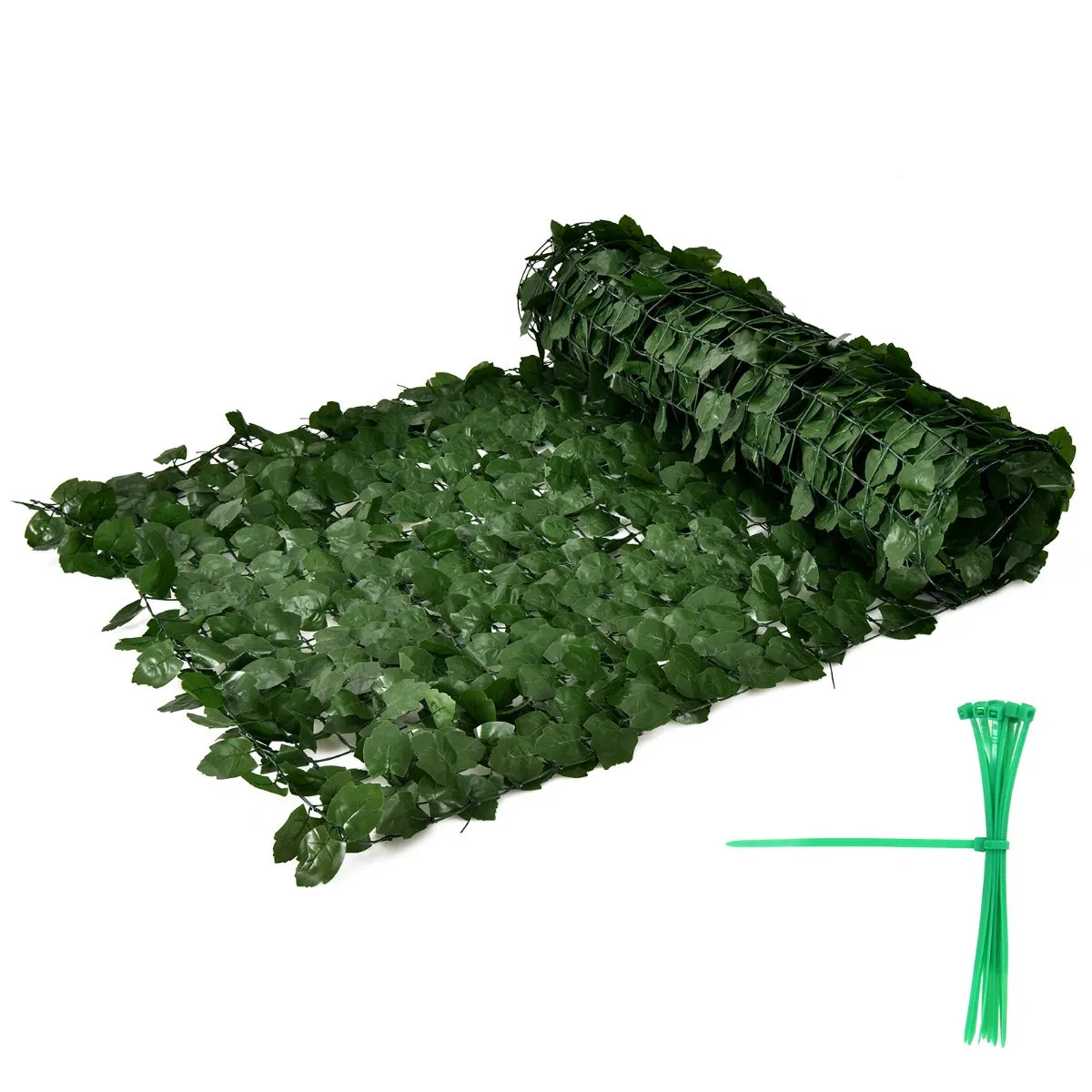 NNECW Artificial Hedge Fence with Faux Ivy Leaves &amp Zip Tie for Garden &amp Yard-2 pieces