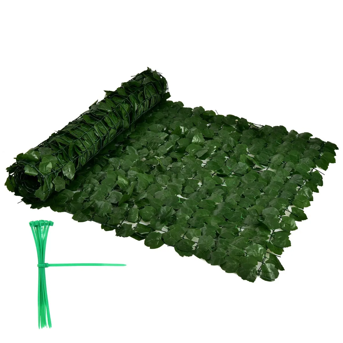 NNECW Artificial Hedge Fence with Faux Ivy Leaves &amp Zip Tie for Garden &amp Yard-2 pieces