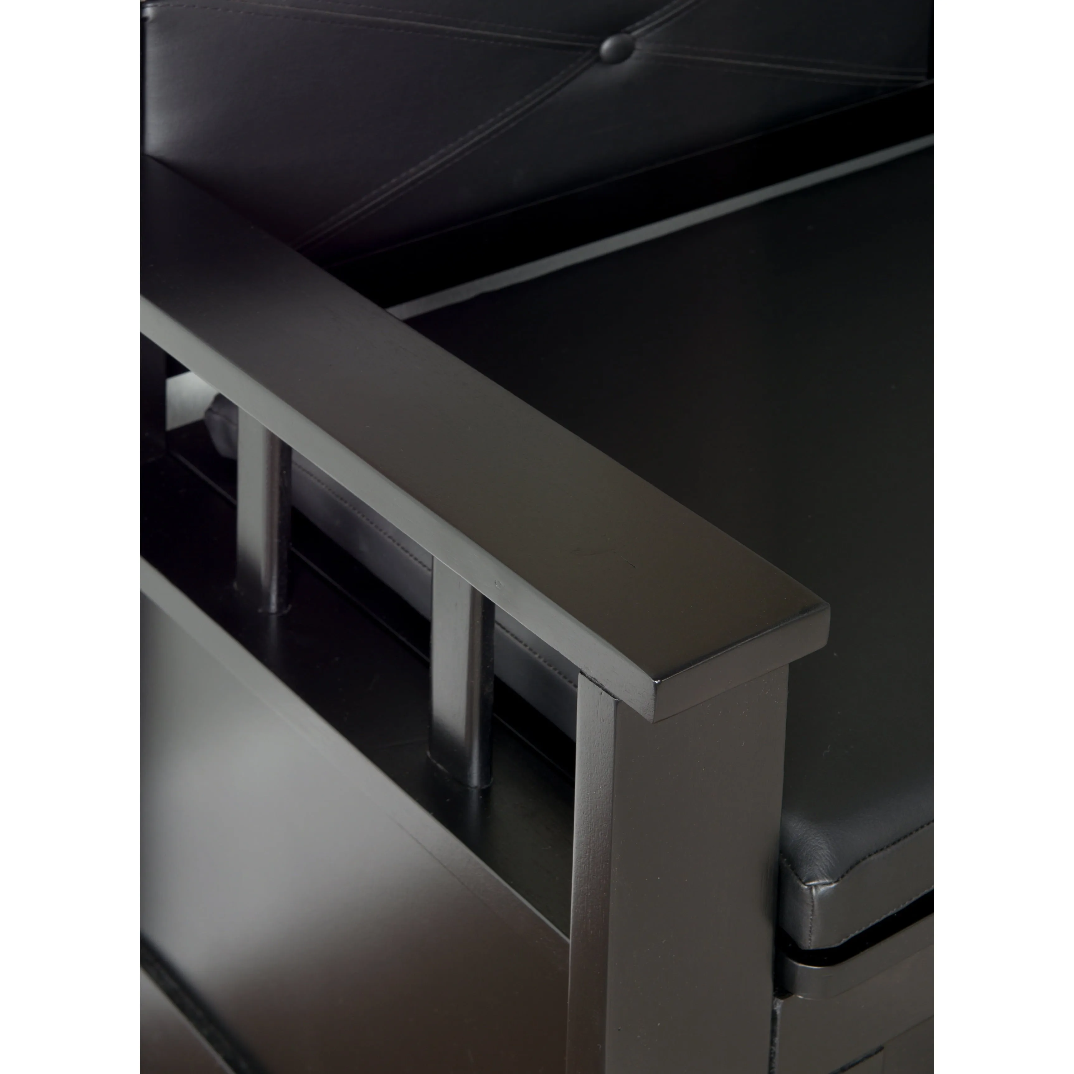 timeless Faux Leather Entryway Storage Bench, Black